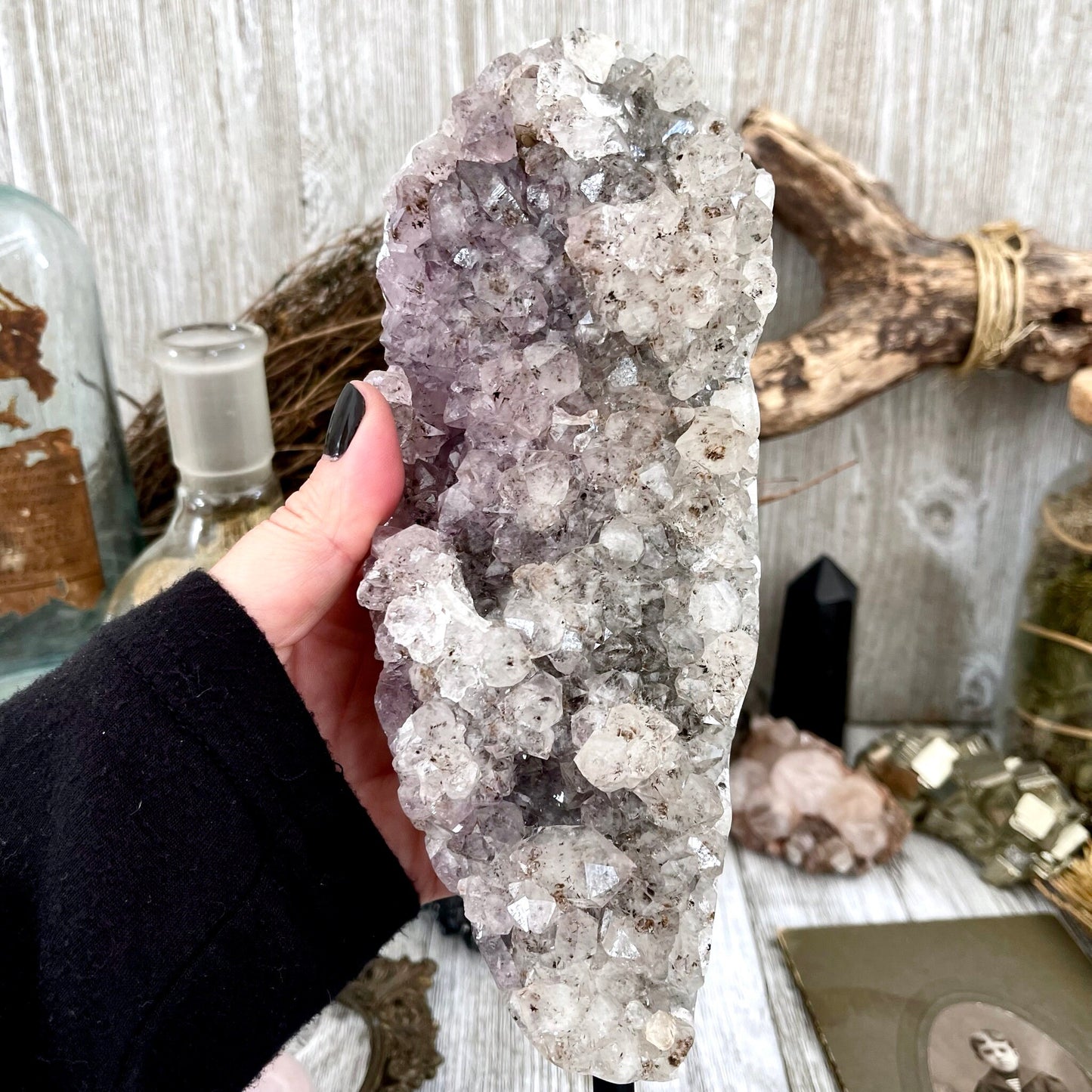 Large Purple Amethyst Crystal Druzy Geode With Stand / FoxlarkCrystals