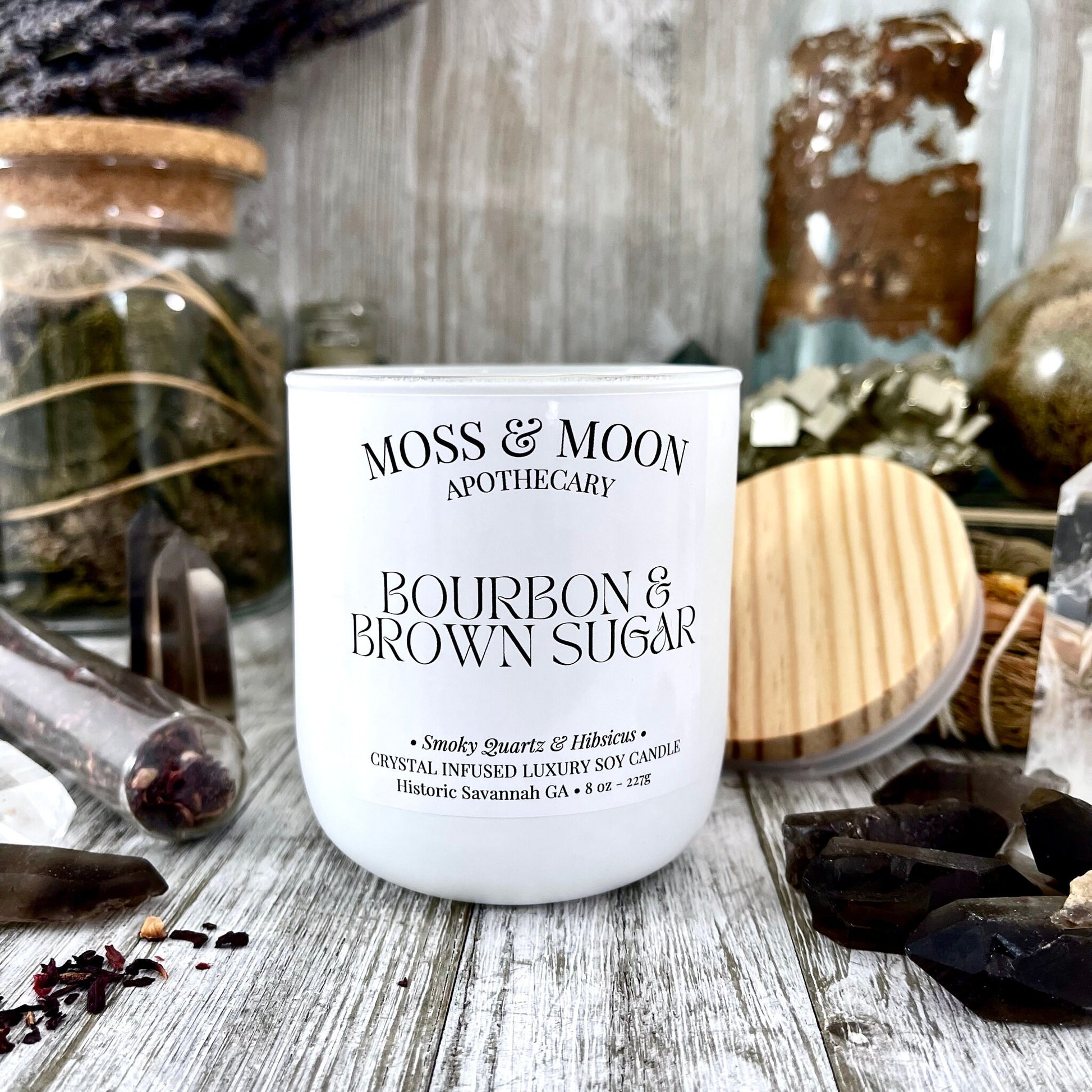 aromatherapy candle, bourbon candle, brown sugar candle, Candles, Candles & Holders, Container Candles, crystal candle, Crystal Candles, crystal healing, eco-friendly candle, Etsy ID: 1480242941, handmade candle, Home & Living, Home Decor, luxury candle,