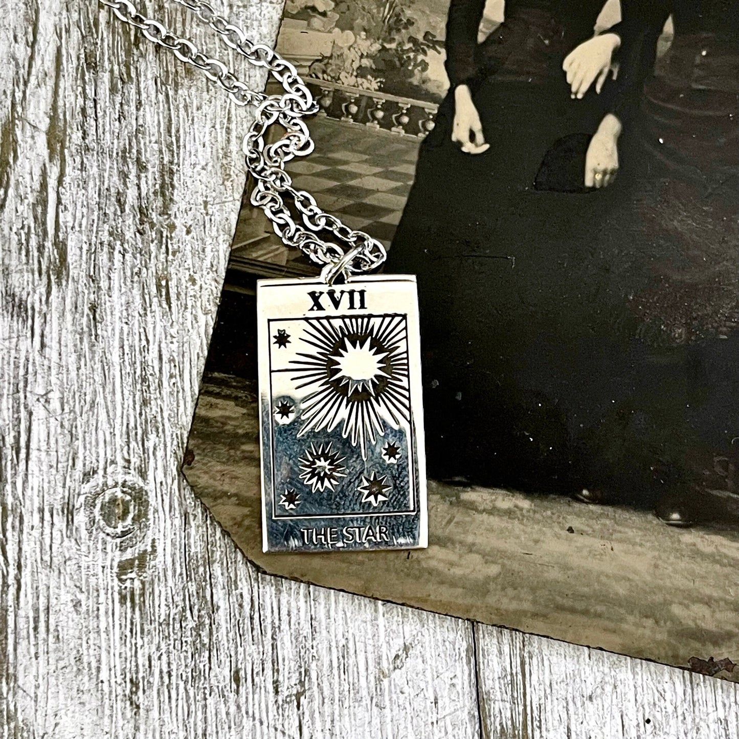Tiny Talisman Collection - Sterling Silver The Star Tarot Card Necklace 24x14mm / Curated by Foxlark Collection