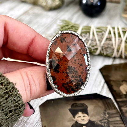 Big Silver Ring, Big Stone Ring, boho jewelry, crystal healing, Electroformed Ring, Etsy ID: 1560765953, FOXLARK- RINGS, gypsy ring, Hippie Ring, Jewelry, Large Crystal Ring, Mahogany Obsidian, Obsidian ring, raw crystal ring, raw quartz crystal, Rings, S