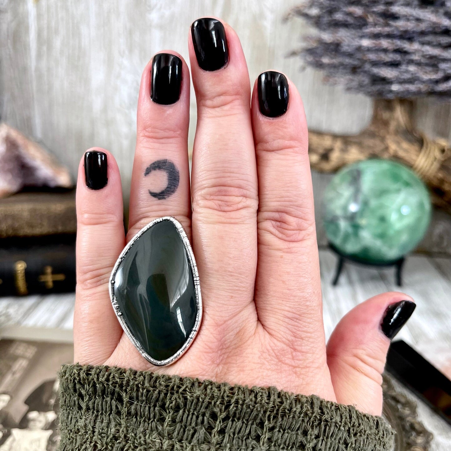 Big Bold Jewelry, Big Crystal Ring, Big Silver Ring, Big Statement Ring, Big Stone Ring, Black Obsidian, Bohemian Jewelry, Etsy ID: 1562125194, FOXLARK- RINGS, Jewelry, Large Boho Ring, Large Crystal Ring, Natural stone ring, Rainbow Obsidian, Rings, silv