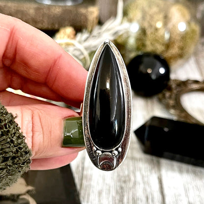 Big Crystal Ring, Black Crystal Ring, Black Onyx Ring, Black Stone Ring, Bohemian Jewelry, Bohemian Ring, Dark Witchy Jewelry, Etsy ID: 1088283866, Foxlark Alchemy, FOXLARK- RINGS, Goth Jewelry, Jewelry, Moon Jewelry, Moon Ring, Rings, Statement Rings, St