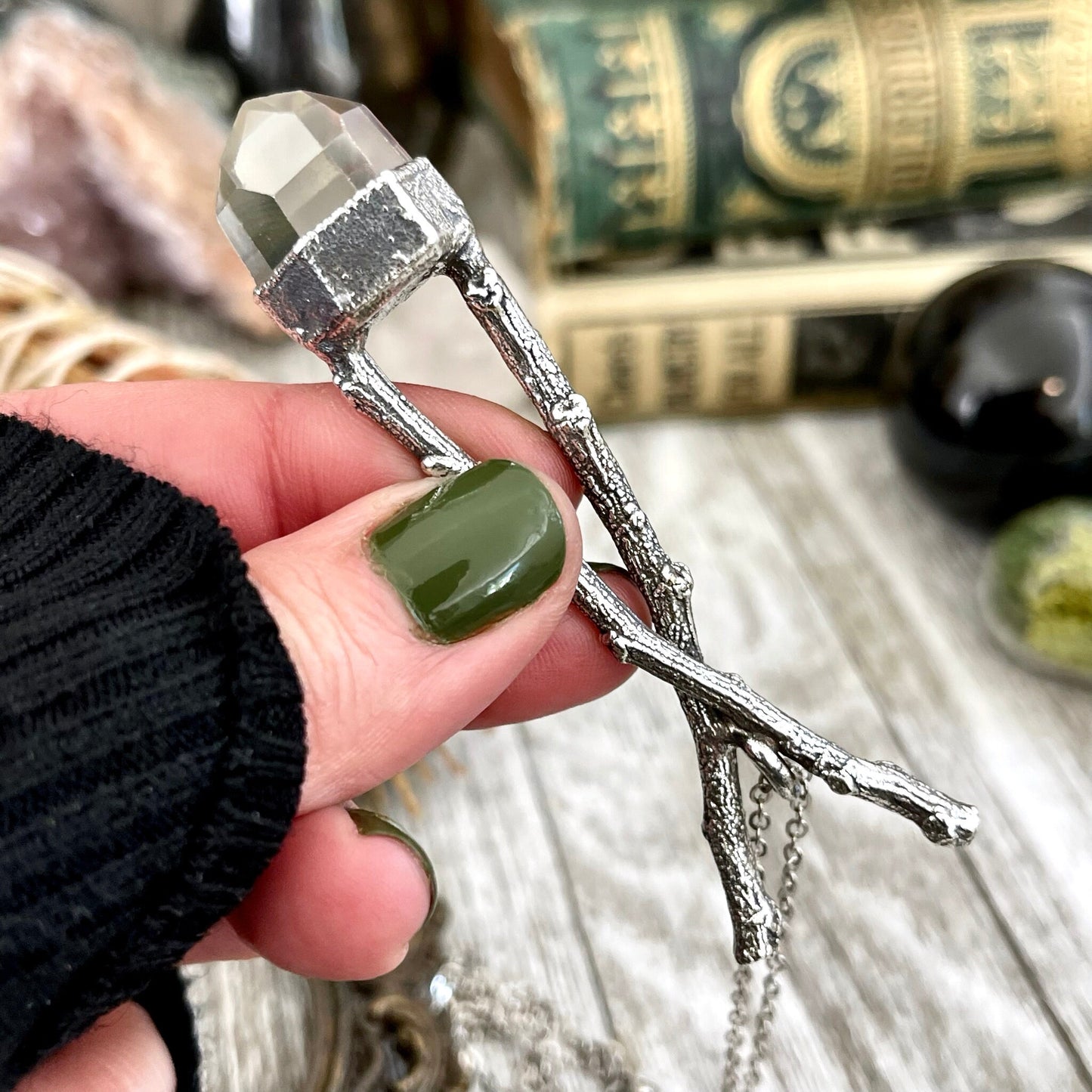 big crystal Necklace, Big Gothic Necklace, Bohemian Jewelry, Clear quartz pendent, Crystal Necklaces, Crystal Pendant, Etsy ID: 1664947573, FOXLARK- NECKLACES, Jewelry, nature inspired, Necklaces, Silver Jewelry, Silver Necklace, Silver Stone Jewelry, Sta