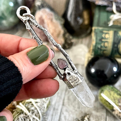 big crystal Necklace, Bohemian Jewelry, Crystal Necklaces, Crystal Pendant, Etsy ID: 1669645543, FOXLARK- NECKLACES, Jewelry, nature inspired, Necklaces, Quartz pendent, Raw Quartz jewelry, Silver Jewelry, Silver Necklace, Silver Stone Jewelry, Statement