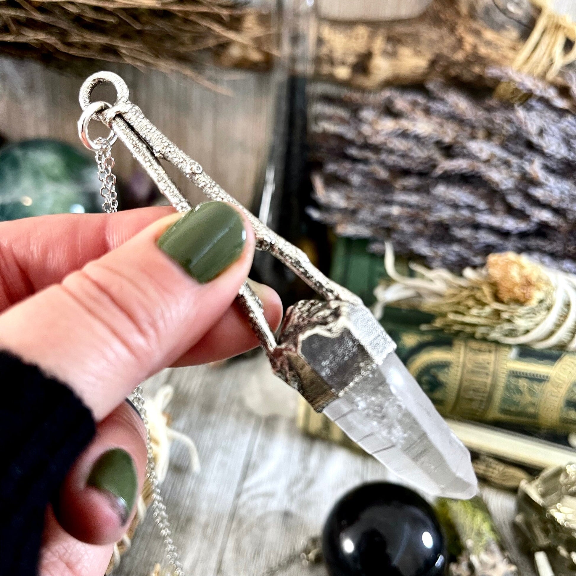 big crystal Necklace, Big Gothic Necklace, Bohemian Jewelry, Crystal Necklaces, Crystal Pendant, Etsy ID: 1650753536, FOXLARK- NECKLACES, Jewelry, nature inspired, Necklaces, Raw clear quartz, Silver Jewelry, Silver Necklace, Silver Stone Jewelry, Stateme