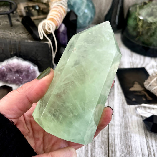 Green Fluorite Crystal Crystal Point Self Standing / FoxlarkCrystals / Gemstone Tower Crystal Obelisk Wand Chakra Healing Crystal Home Decor