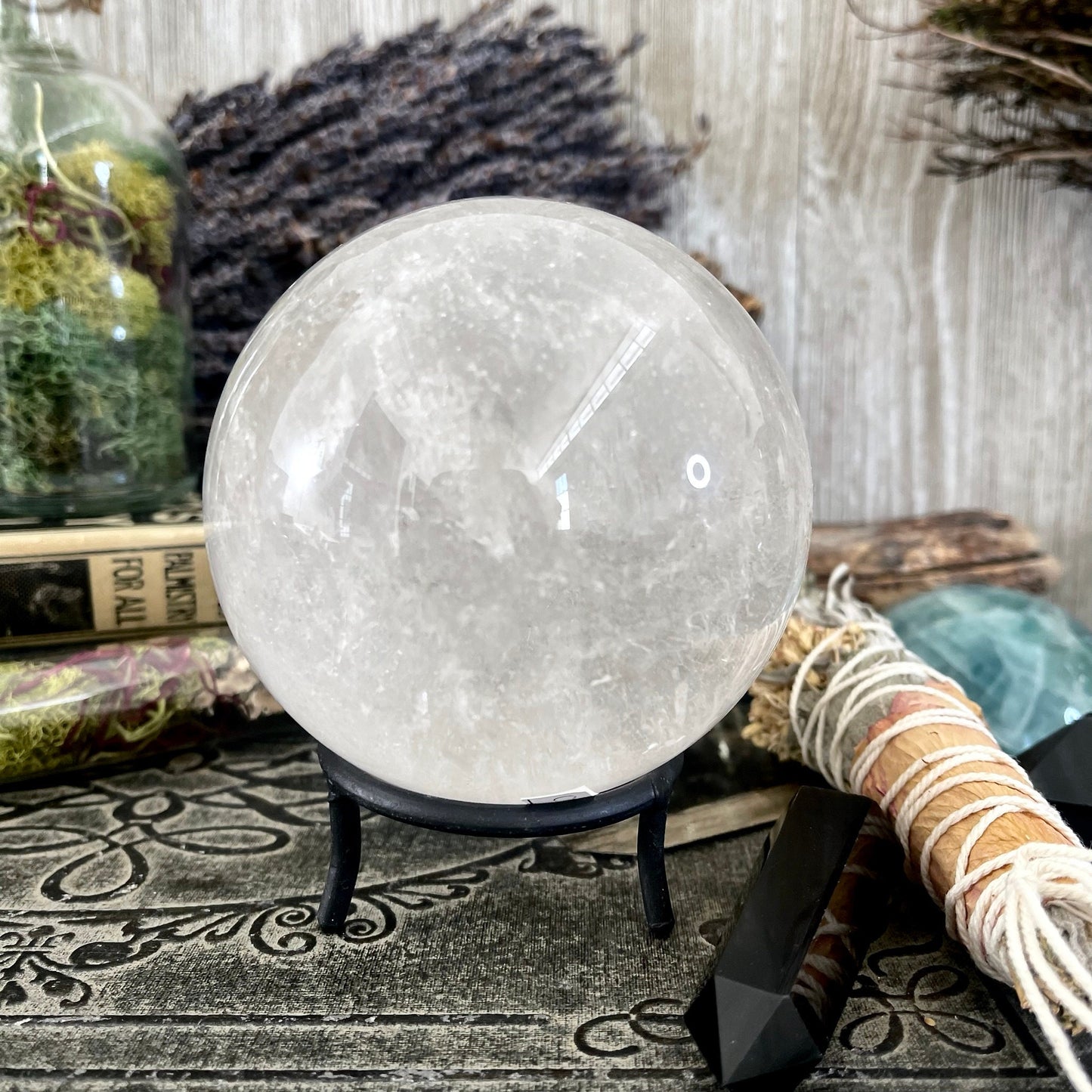 Large Clear Quartz Crystal Ball / FoxlarkCrystals / Crystal Sphere Home Decor Wiccan Pagan Spells Rituals Magic Scrying Orb Metaphysical