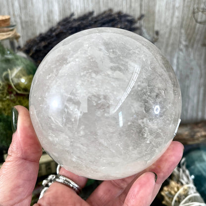 Large Clear Quartz Crystal Ball / FoxlarkCrystals / Crystal Sphere Home Decor Wiccan Pagan Spells Rituals Magic Scrying Orb Metaphysical